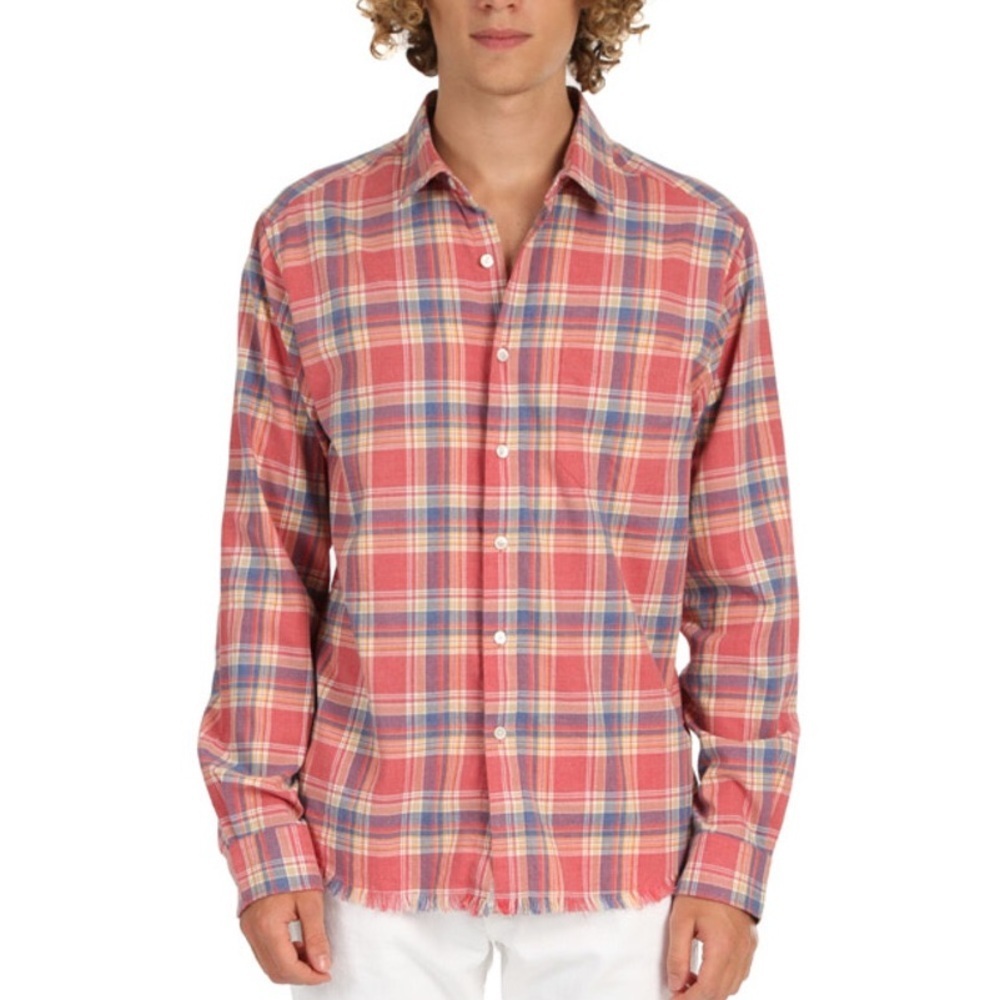 FRAME Denim Fray Hem Flannel Shirt